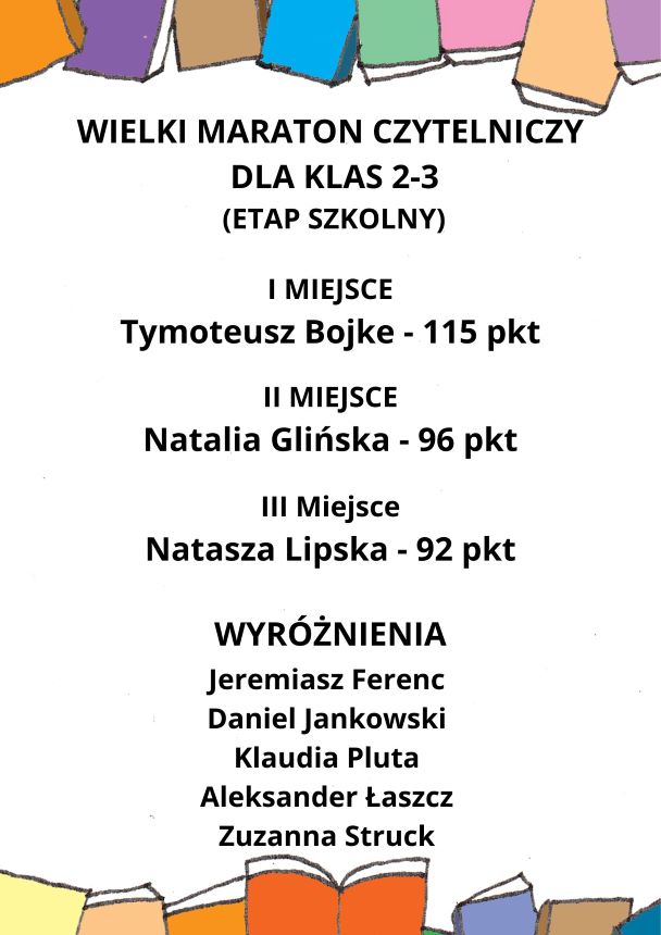 SZKOLNY ETAP  WIELKIEGO MARATONU CZYTELNICZEGO - zdjęcie 1